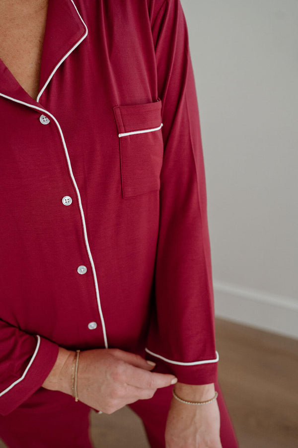 Bambupyjamas för dam - Röd